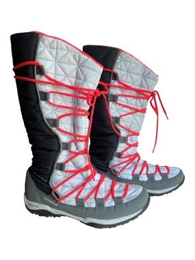 Columbia Waterproof Insulated Snow Boots W 8 Gray Pink Omni-Grip Techlite Winter